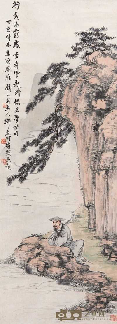 邓春树 钱小安 1947年作 人物 立轴 93×33.5cm